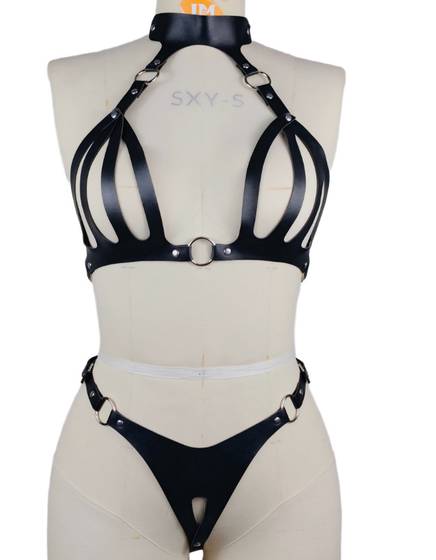 Ari Leather Bra – Black