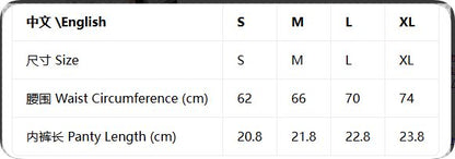 Nensi Lacquer Panties – size chart