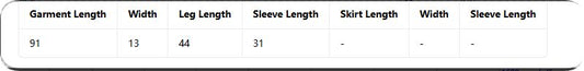 Fishnet Catsuit – size chart