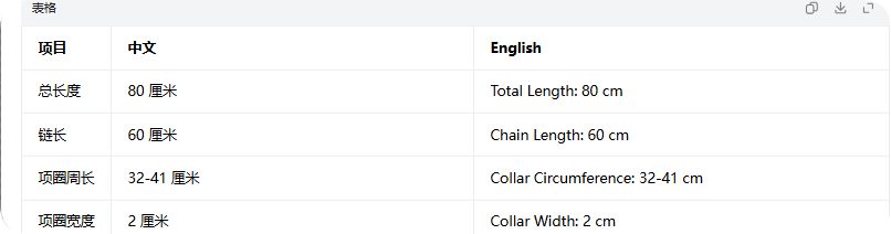 Chain Leash in Black Leather – size chart