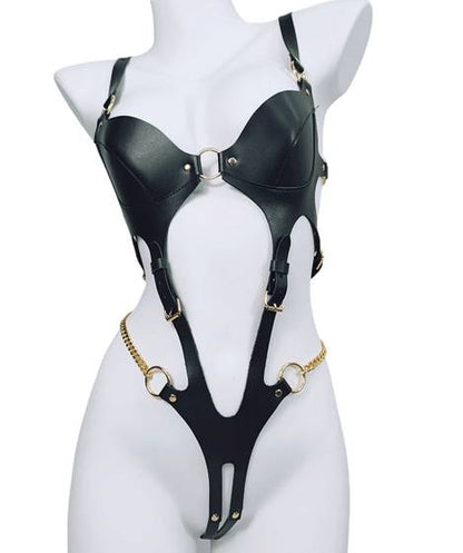 Jasmine Leather Fullbody with Chain – Black