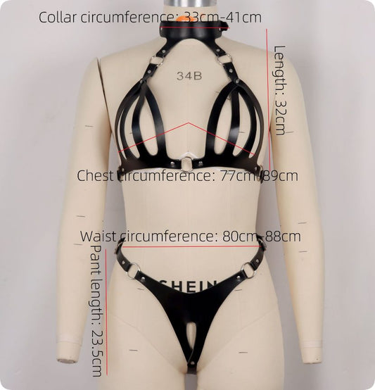 Ari Leather Crotchless Panties – size chart