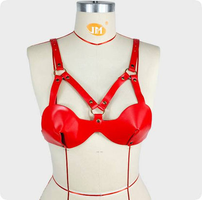 Charlene Leather Bra – Red