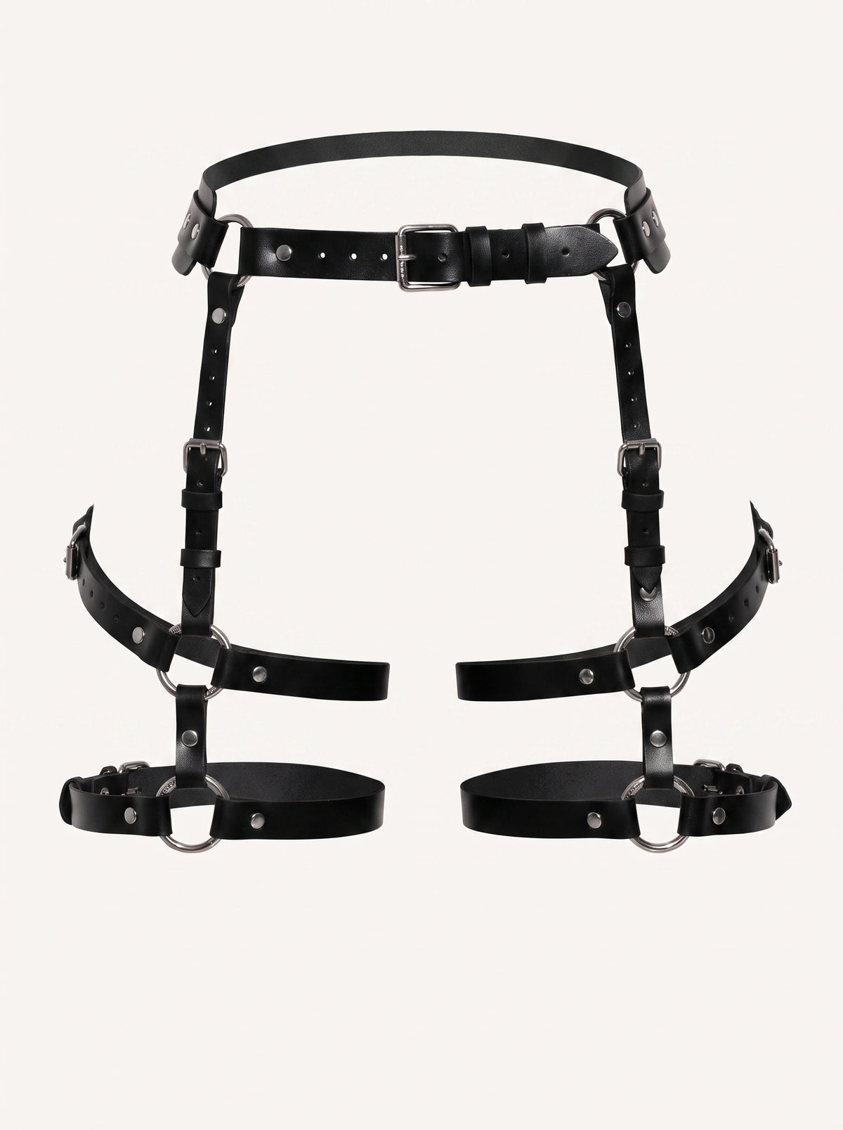 Poppy Leather Legs Garters in Black, floating