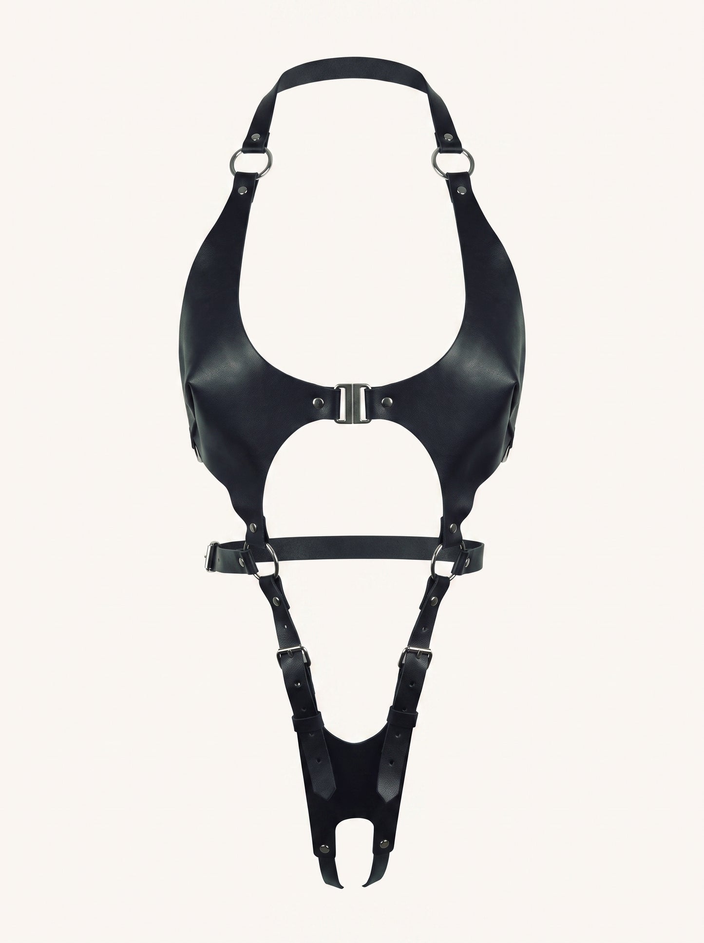 Pamela Leather Crotchless Fullbody in Black, floating