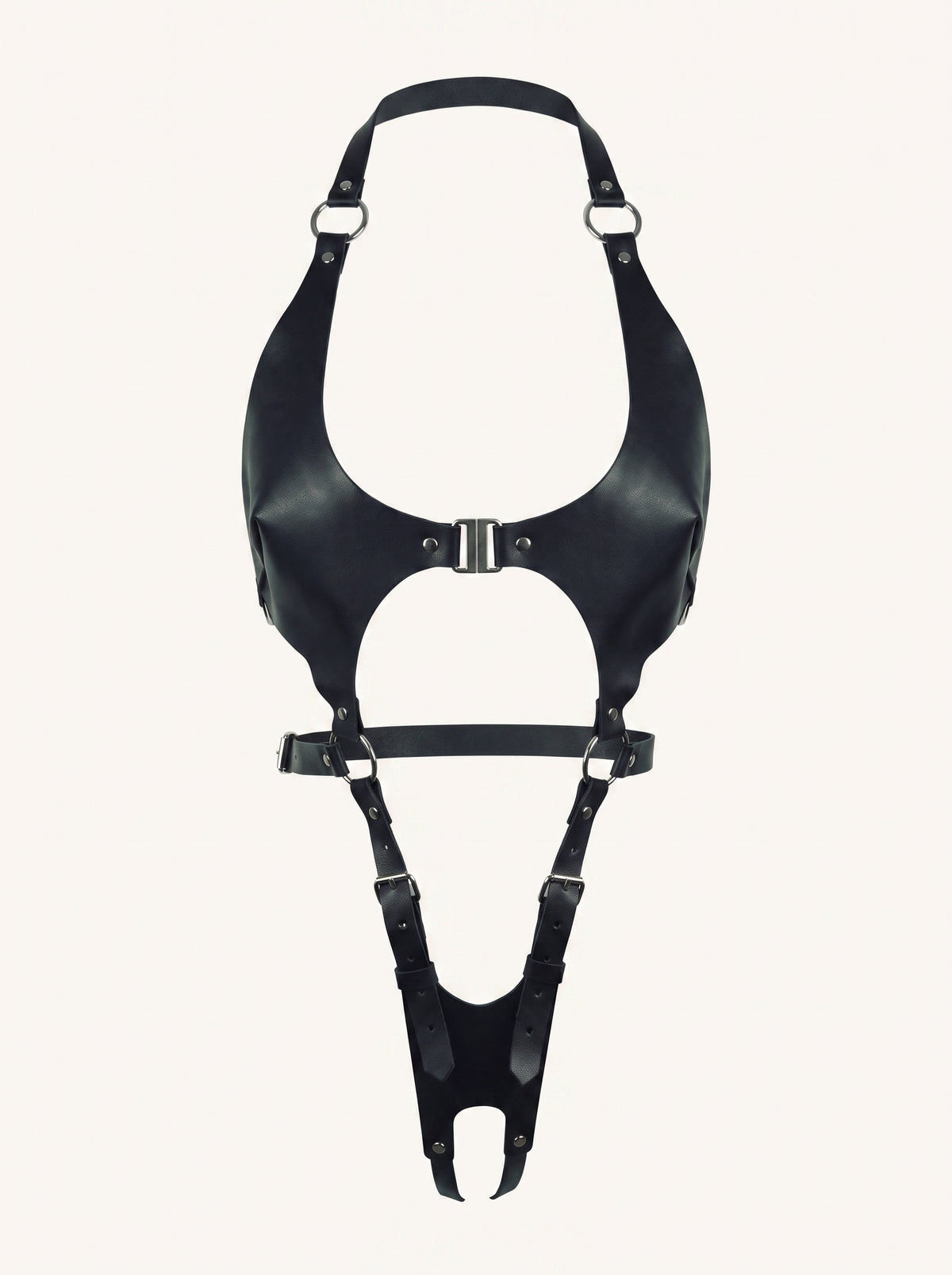 Pamela Leather Crotchless Fullbody in Black, floating