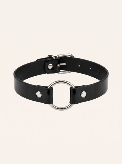 Kelly Leather Choker in Black, floating