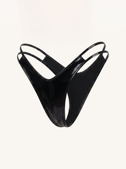 Nensi Lacquer Panties in Black, floating