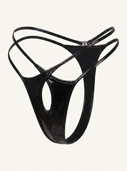 June Lacquer Panties in Black, floating