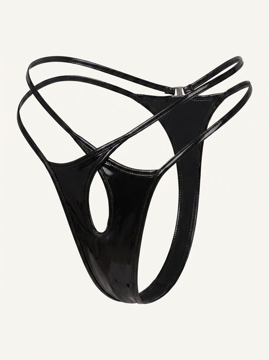 June Lacquer Panties in Black, floating