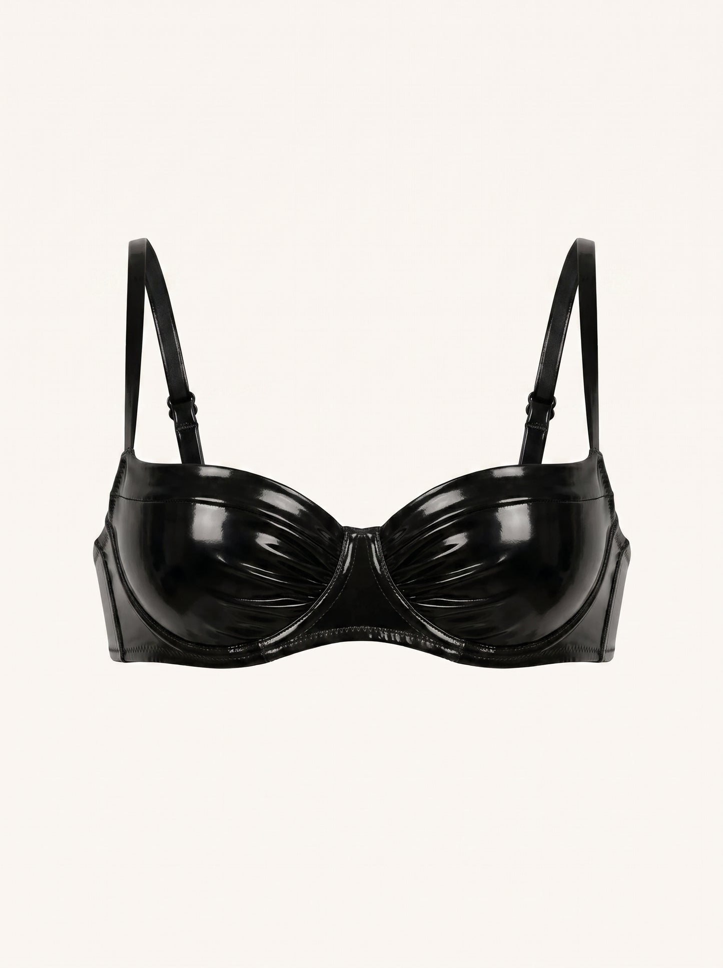 Nensi Lacquer Bra in Black, floating