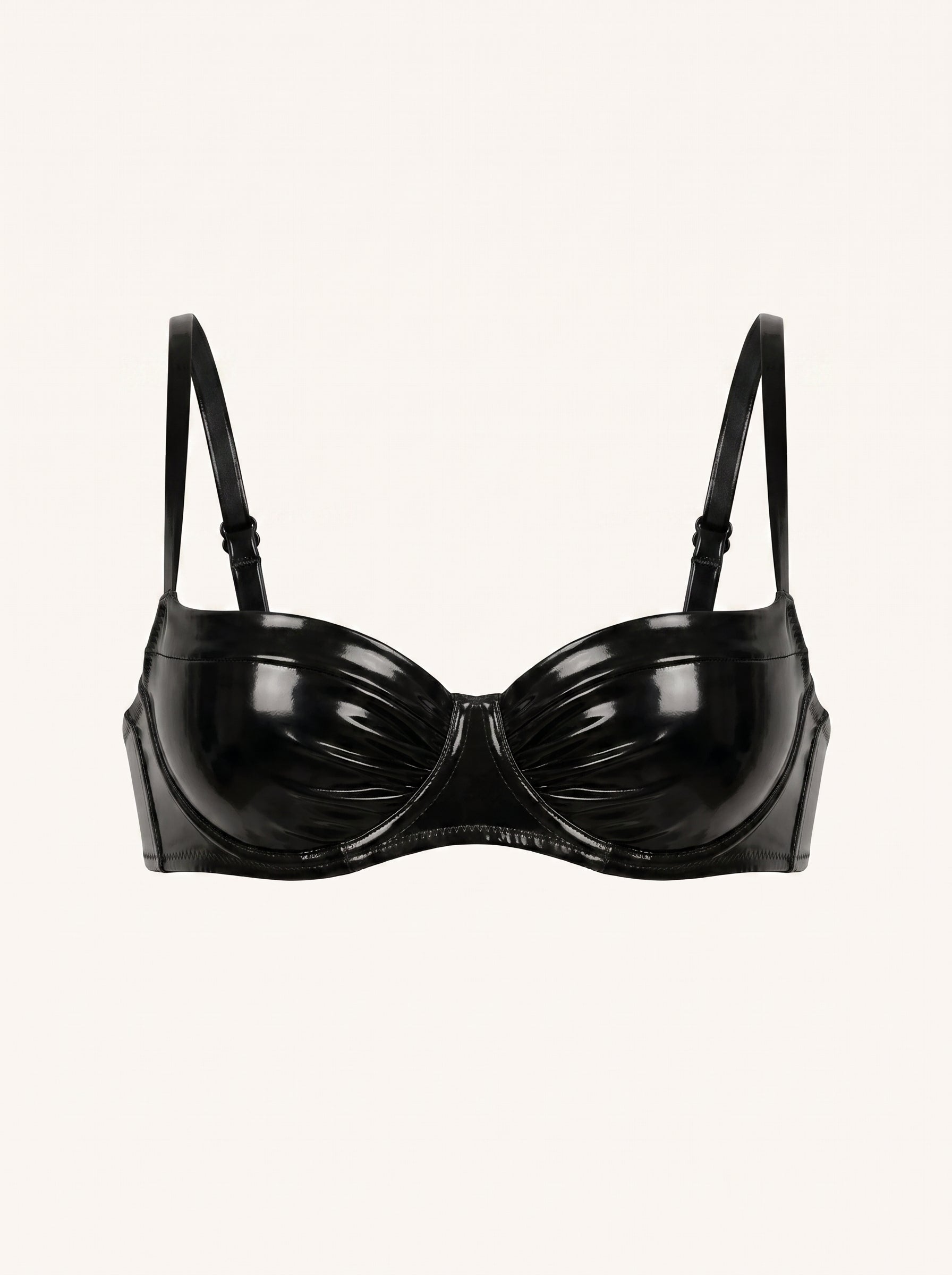 Nensi Lacquer Bra in Black, floating