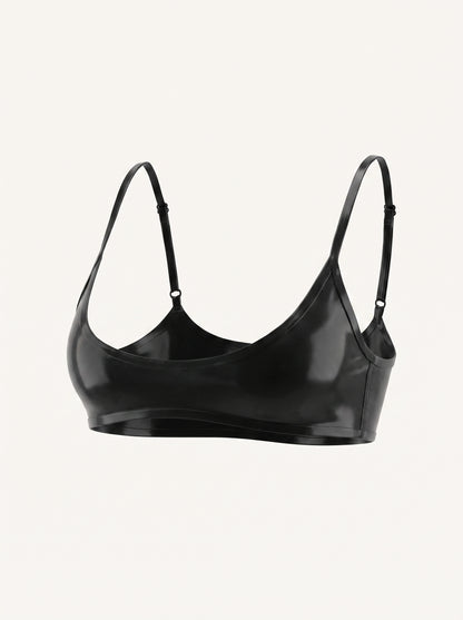 Jenny Latex Bra in Black, floating