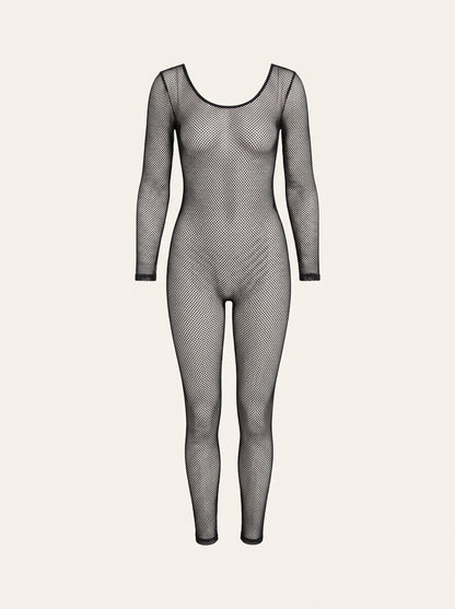 Fishnet Catsuit in Black, floating