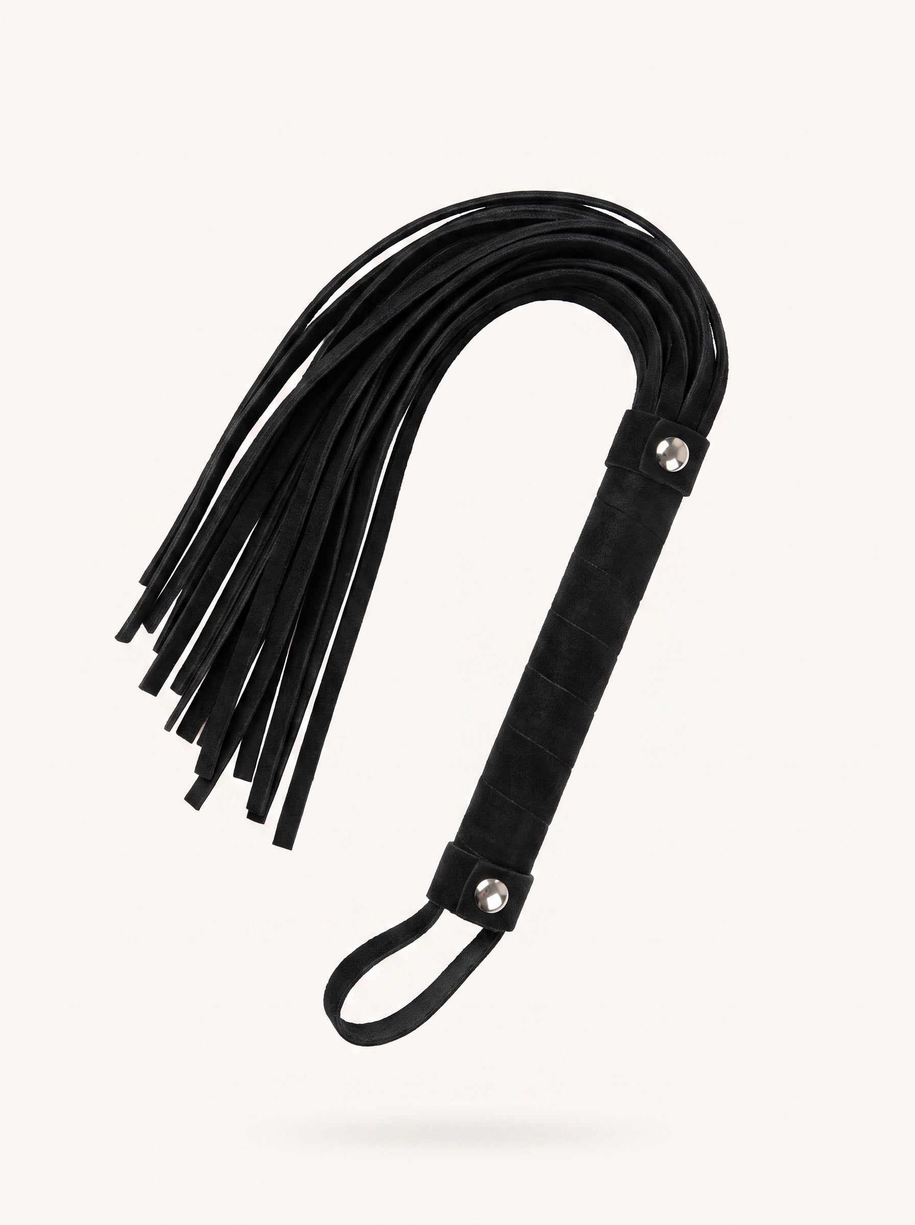 Faux Suede Flogger in Black, floating