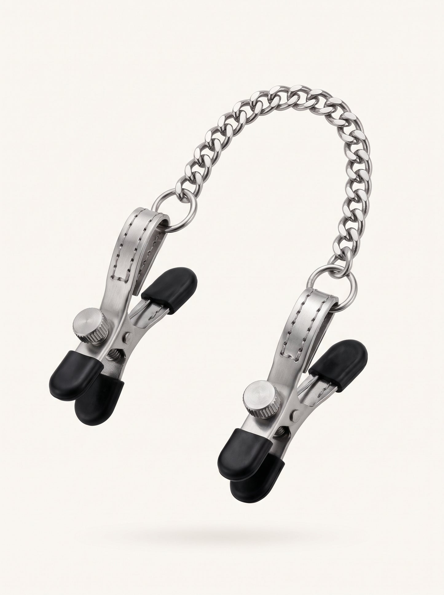 Chain Link Nipple Clamps in Silver, floating