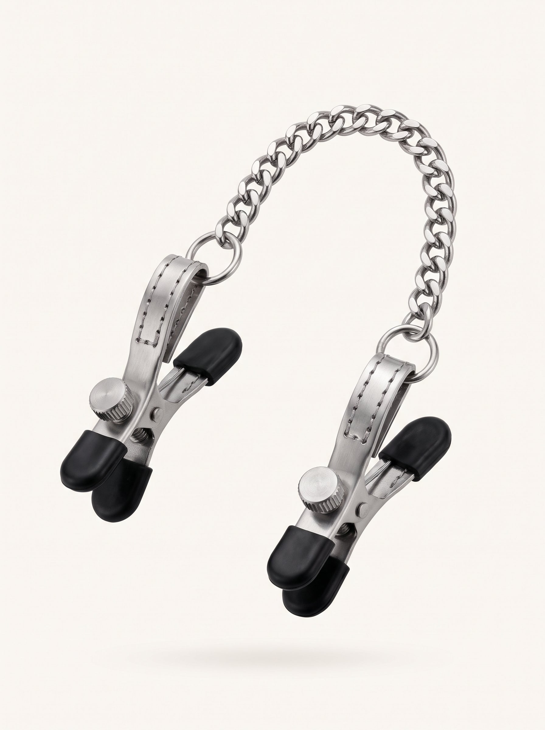 Chain Link Nipple Clamps in Silver, floating