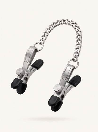 Chain Link Nipple Clamps in Silver, floating