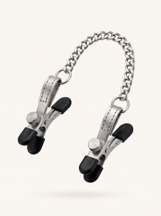 Chain Link Nipple Clamps in Silver, floating