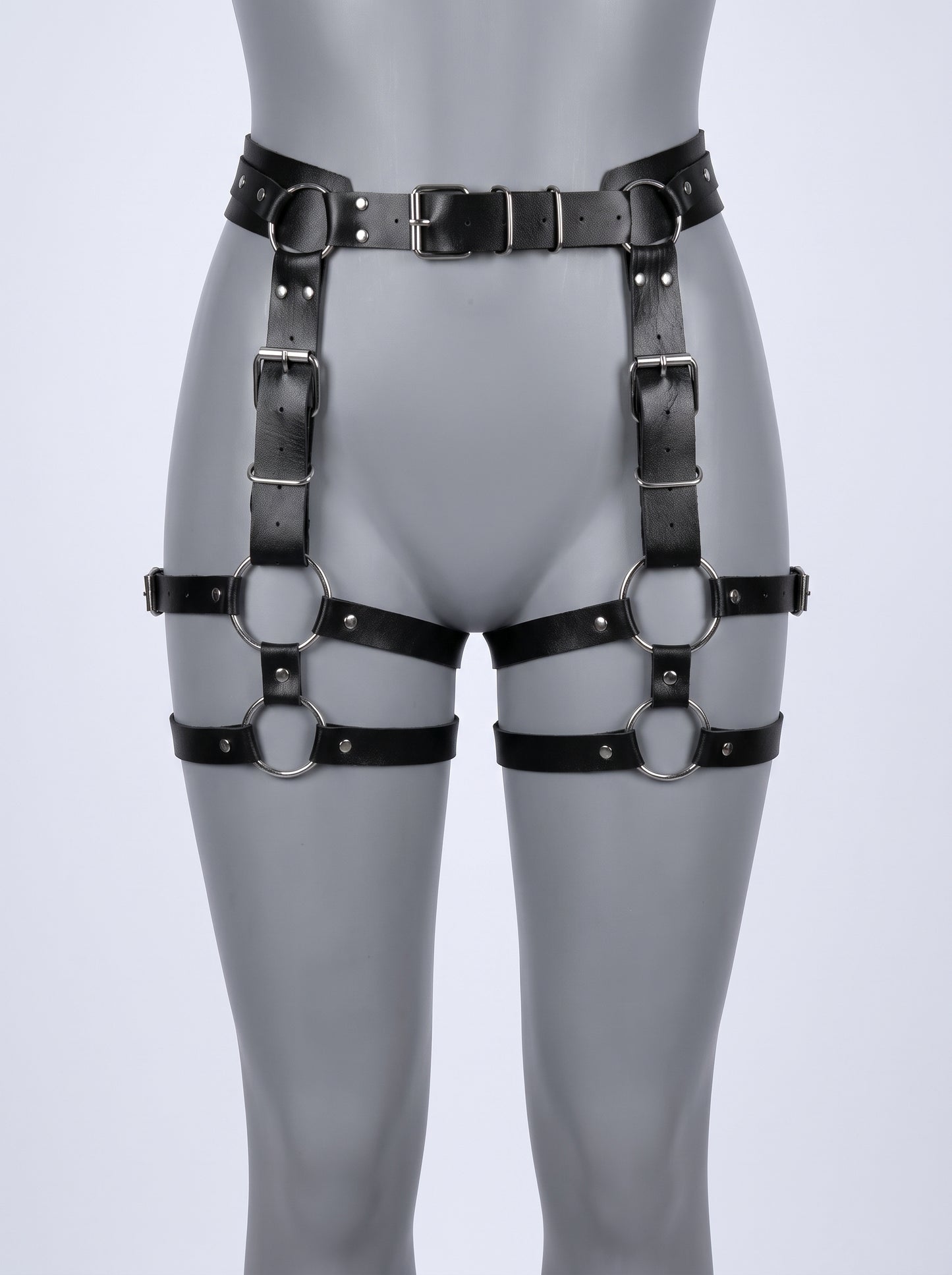 Poppy Leather Legs Garters in Black, product