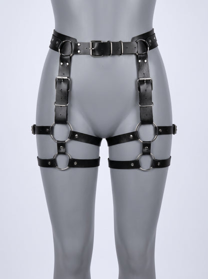 Poppy Leather Legs Garters in Black, product