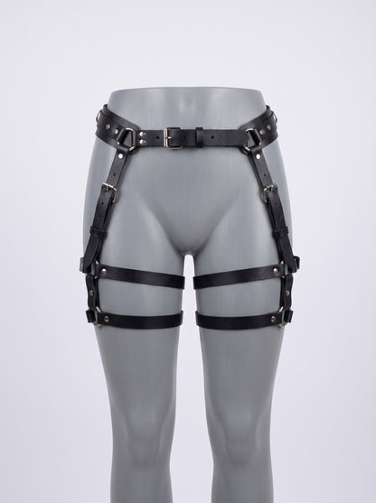 Charlene Leather Garters in Black, product