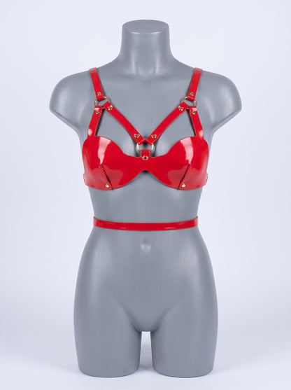 Charlene Leather Bra in Red, product